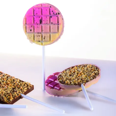 Round Lollipop Mould with Squares - 2 plates